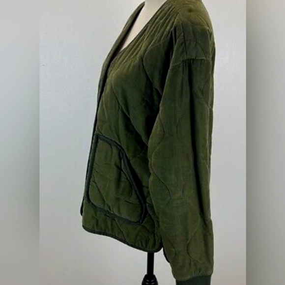 NWT REI Co-Op Norseland Insulated Army Cot Green Quilted Corduroy Medium Jacket - Picture 3 of 10